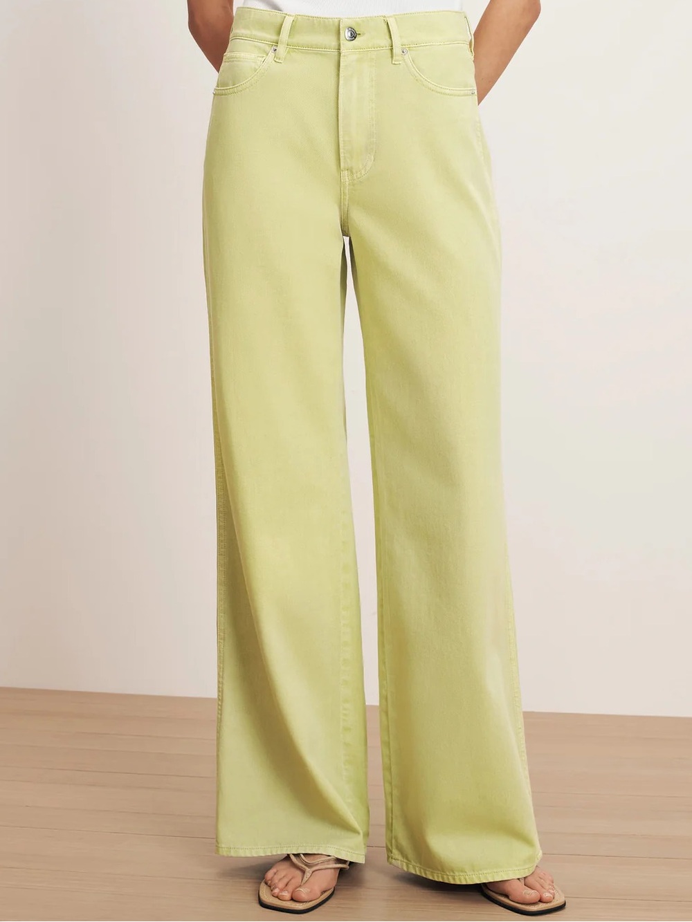Veronica Beard KASEY pistachio green wide leg Silk Jeans Jean - With tags - 26